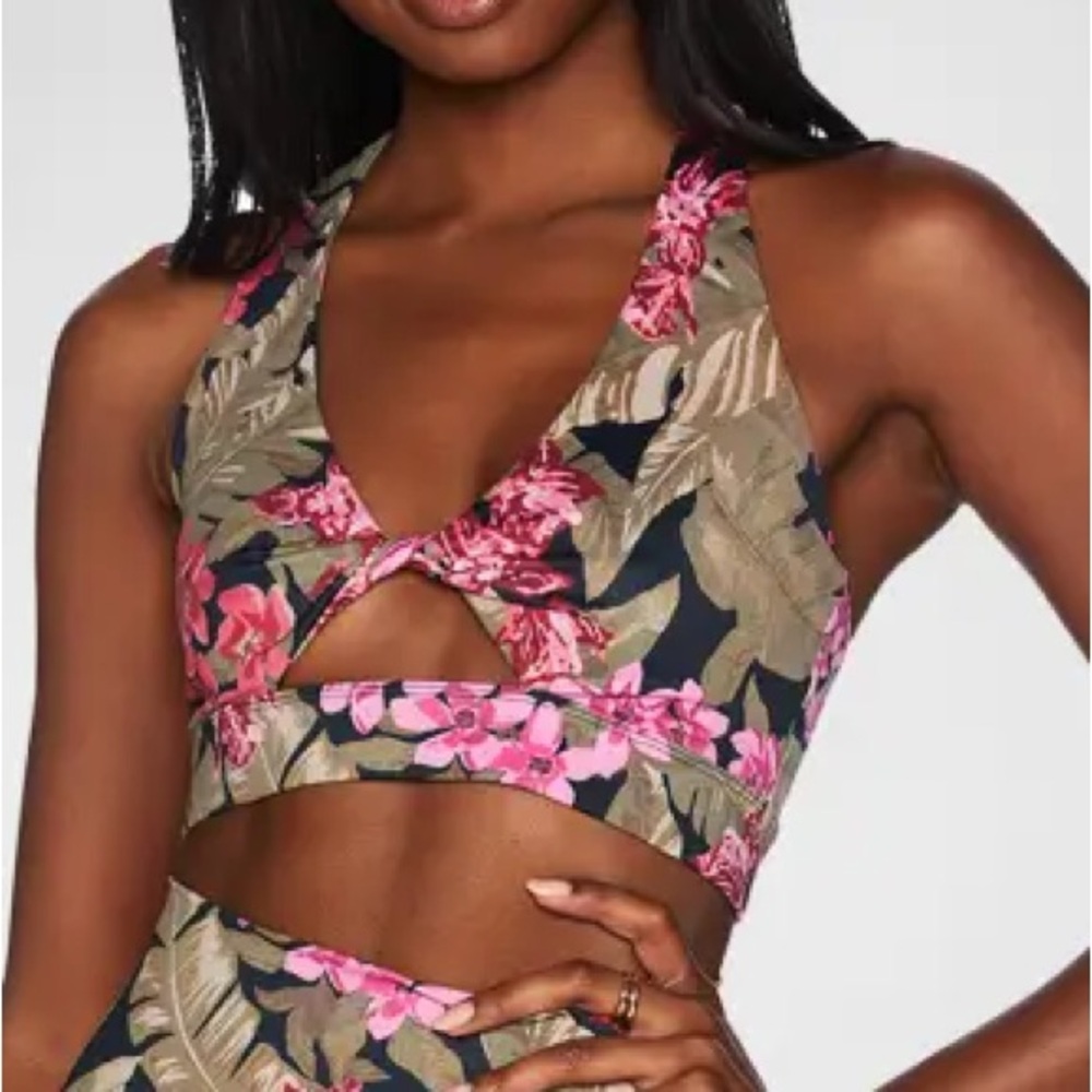 Beach Riot Floral Twist Cutout Sports Bra Top